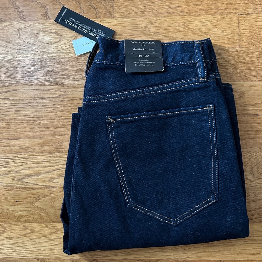 NEW Banana Republic Mens Size 30x30 Denim Straight Fit Standard Jeans Dark Wash